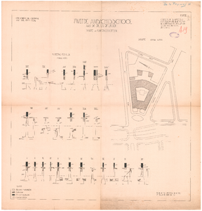 1947 De La Reyweg: Tweede Ambachtsschool - situatie en funderingen. blad nr. 6. bestek nr. 34., 1919
