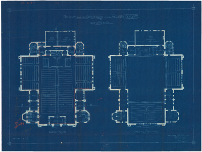 2011 Duinstraat 4: Nieuwe Kerk - plattegrond en gaanderij verdieping, 1892