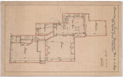 2076 Spuistraat 3: winkel en kantoor - plattegrond van de begane grond, 1919