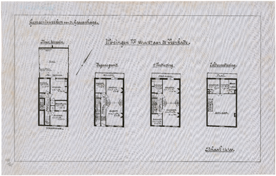 2198 Veenkade 186 - 187: Woningen - plattegrond alle etages. opmeting., 1929