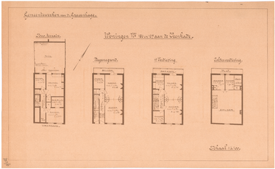 2199 Veenkade 186 - 187: Woningen - plattegrond alle etages. opmeting., 1929