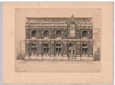 2366 Kazernestraat 38 B: Sociëteit de Vereeniging - voorgevel van het gebouw voor de verbouwing, 1883