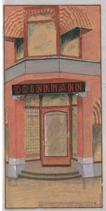 2436 Prins Hendrikplein 8: Winkel Fa. F.H. Brinkman - winkelpui. aanvraag voor lichtbak. goedgekeurd door b&w 13-5-1930, 1930