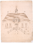 2483 onbekend: voorgevel van een gebouw met stenen trap, wellicht een regentenkamer, 1750-1800