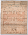 2485 onbekend: gevel en plattegrond van een dubbel woonhuis, zie ook inv.nr. 2579, 1750-1800