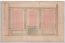 2491 onbekend: betimmering interieur. tekening is ingekleurd, oud nr. 3519, 1750-1800