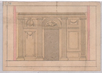 2493 onbekend: betimmering interieur. tekening is ingekleurd, oud nr. 3518, 1750-1800
