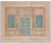 2494 onbekend: betimmering raampartij interieur. tekening is ingekleurd, oud nr. 3516, 1750-1800