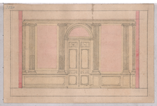 2495 onbekend: betimmering interieur. tekening is ingekleurd, oud nr. 3520, 1750-1800