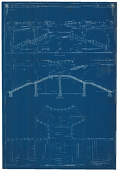 2548 Gevers Deynootweg: Oranjegalerij - vooraanzicht, doorsnede en plan van detail hoofdtrap met bordessen etc. merk j., 1903