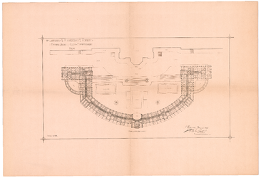 2553 Gevers Deynootplein: Kurhaus - plattegrond eerste verdieping. 2e ontwerp voor uitbreiding Kurhaus, 1894