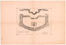 2556 Gevers Deynootplein: Kurhaus - plattegrond begane grond. 1e ontwerp voor uitbreiding Kurhaus, 1893