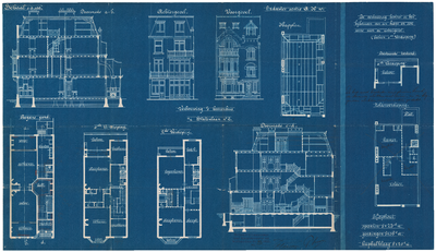 2558 Statenlaan 9: Herenhuis - gevels, plattegronden, doorsneden, kapplan, 1910