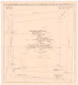 313 Bronovolaan: Diakonessenhuis Bronovo - situatie-tekening met rioleringsplan. blad nr. 1. graphie H.J. Mondt, Den ...