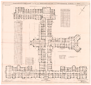 317 Bronovolaan: Diakonessenhuis Bronovo - eerste verdieping- en wapeningsplan. blad nr. 5. graphie H.J. Mondt, Den ...
