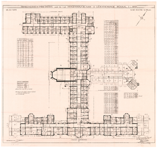 318 Bronovolaan: Diakonessenhuis Bronovo - tweede verdieping- en wapeningsplan. blad nr. 6. graphie H.J. Mondt, Den ...