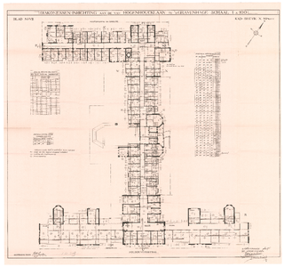 319 Bronovolaan: Diakonessenhuis Bronovo - zolder-verdieping- en wapeningsplan. blad nr. 7. graphie van H.J. Mondt, Den ...