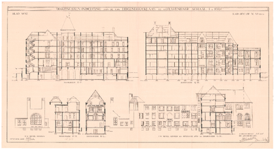 323 Bronovolaan: Diakonessenhuis Bronovo - doorsneden en gevel blad nr. 11. graphie H.J. Mondt, Den Haag. Tekenaar J.H. ...