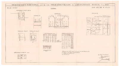 326 Bronovolaan: Diakonessenhuis Bronovo - plattegrond en wapening. blad nr. 14. graphie H.J. Mondt, Den Haag., 1928