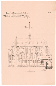 52 Elandstraat: Kerk O.L. Vrouw Onbevlekt Ontvangen - achtergevel, koorzijde (blad 5); zie ook nr. 526, 30-09-1890