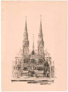524 Elandstraat: Kerk O.L. Vrouw Onbevlekt Ontvangen - voorgevel, detailtekening (vrijwel gelijk aan nr. 523), 1890