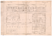 575 Gaslaan: Gasfabriek - uitbreiding stokerijgebouw. gevel en plattegrond. litho J. Lobatto. Den Haag. bestek nr. 3, ...