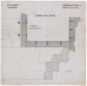 630 Gaslaan: Ketelhuis - detailtekening nr. 33, behorende bij bestek nr. 7. gootlijst voor het ketelhuis., 1901