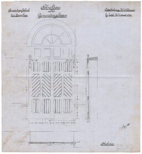 634 Gaslaan: Generatorgebouw - detailtekening nr. 47, behorende bij bestek nr. 7. schuifdeur voor het generatorgebouw., 1901