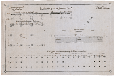 667 Gaslaan: Loods - fundering voor een ijzeren loods. detailtekening behorende bij bestek nr. 4., 1902