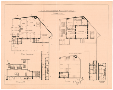 702 Van Goghstraat: Broodfabriek - plan voor de bouw van een broodfabriek. plattegronden, doorsnede, funderings- en ...