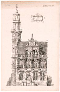 792 Groenmarkt: Stadhuis - voorgevel stadhuis. plaat 137. fotolitho Wegner & Mottu, Amsterdam, 1890-1910