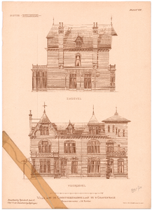 796 Groot Hertoginnelaan: Villa - motto bellevue. plaat 8. voor- en zijgevel. bouwondernemer J.W. Bakker. uit: ...