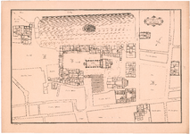 824 Binnenhof: Parlement - plattegrond en situatie van de omgeving. photolitho Wegner & Mottu, Amsterdam., 1890-1910