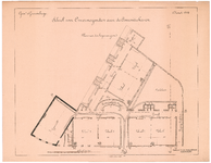 88 Ammunitiehaven: School voor Onvermogenden - plattegrond begane grond. litho J. Krauss, Den Haag., 1888