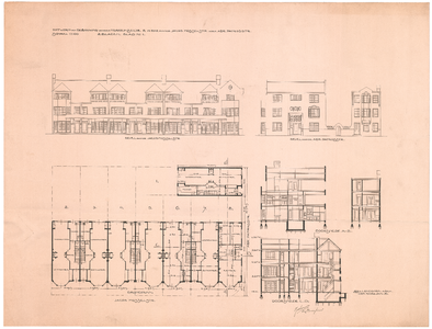 974 Jacob Mosselstraat: Huizen - gevels, plattegronden en doorsneden. blad nr. 1, 1916