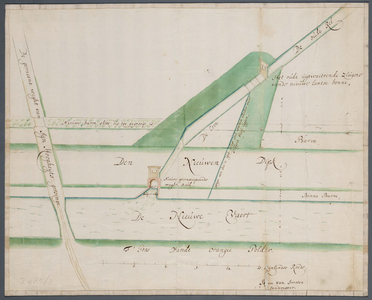 oad 2485/3 [Kaart van het plan tot het maken van een sluisje in de kade langs de spuiwatergang tussen de Oranjesluis en ...