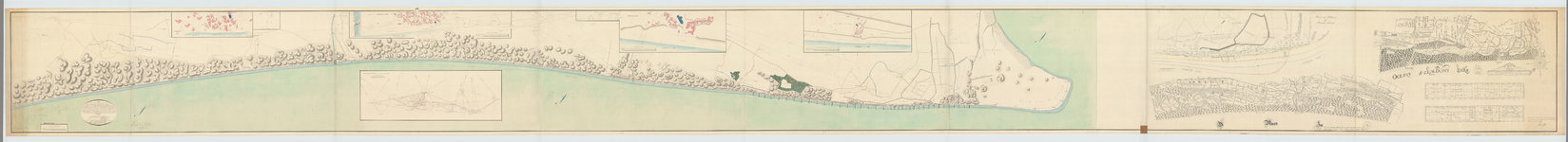 OAD 7829 kaart van de Zuid-Hollandsche kust langs de Noordzee, van bezuiden Zandvoort tot de hoek van Holland, waarop ...