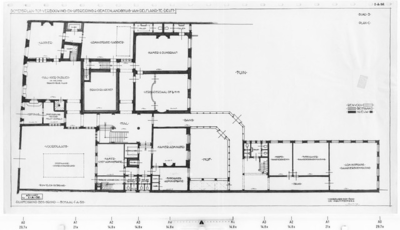 I-A-32 Schetsontwerp tot verbouwing en uitbreiding. Plan C. Begane grond en 1e verdieping : Gemeenlandshuis te Delft