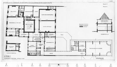 I-A-32 Schetsontwerp tot verbouwing en uitbreiding. Plan C. Begane grond en 1e verdieping : Gemeenlandshuis te Delft