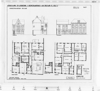 I-A1-1-1 Gevels en plattegronden bestaande toestand. Begane grond en 1e verdieping. Blad 1 : Gemeenlandshuis Delft ...