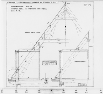 I-A1-5-2 Detailtekening doorsnede kap secretarie-gebouw van blad 33 Blad 10a : kapconstructies