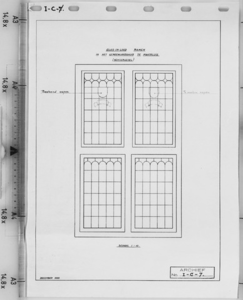 I-C-7 Glas-in-loodramen in achtergevel van het gemeenlandshuis (grote zaal) : gemeenlandshuis te Maassluis restauratie 1958