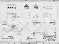 I-E-62 Gevels, plattegrond, doorsneden, kapplan, situatietekeningen en profieltekeningen. Met details. Bestek 412. ...