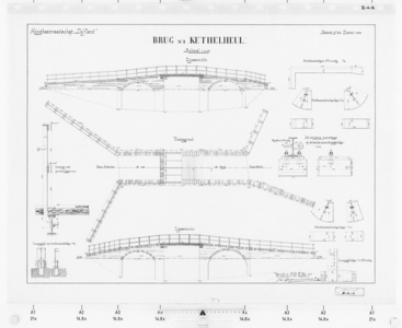 II-A-3 Plantekening van de vernieuwing van de bovenbouw (boven D.P.). Plattegrond en zijaanzichten. Met details. Bestek ...