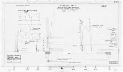 II-A-16 Details van ijzerwerk aan leuningen van de tijdelijke ophaalbrug. Bestek 219 : Kethelheul te Schiedam