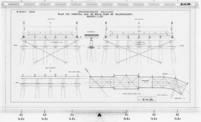 II-A-25 Plan tot verbetering van de tijdelijke ophaalbrug volgens voorstel van Rijkswaterstaat, met toepassing van ...