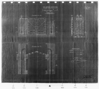 III-A-24 Inlaatopeningen. Doorsneden en aanzichten. Met aanvulling in rood : de Vijfsluizen