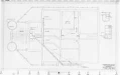 III-I-29 Rioleringsplan voor de voormalige sluiswachterswoning. Bovenaanzichten en doorsneden. Met doorsnede van een ...