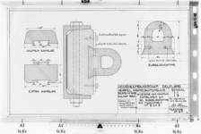 III-I-38b Revisietekening kuip voor reparatie schotbalksponningen. Details. Aanzichten en doorsneden : ...