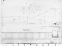 III-J-3 Plan voor een rolbrug en draaibrug over de keersluis. Aanzichten en doorsneden : keersluis bij het stoomgemaal ...